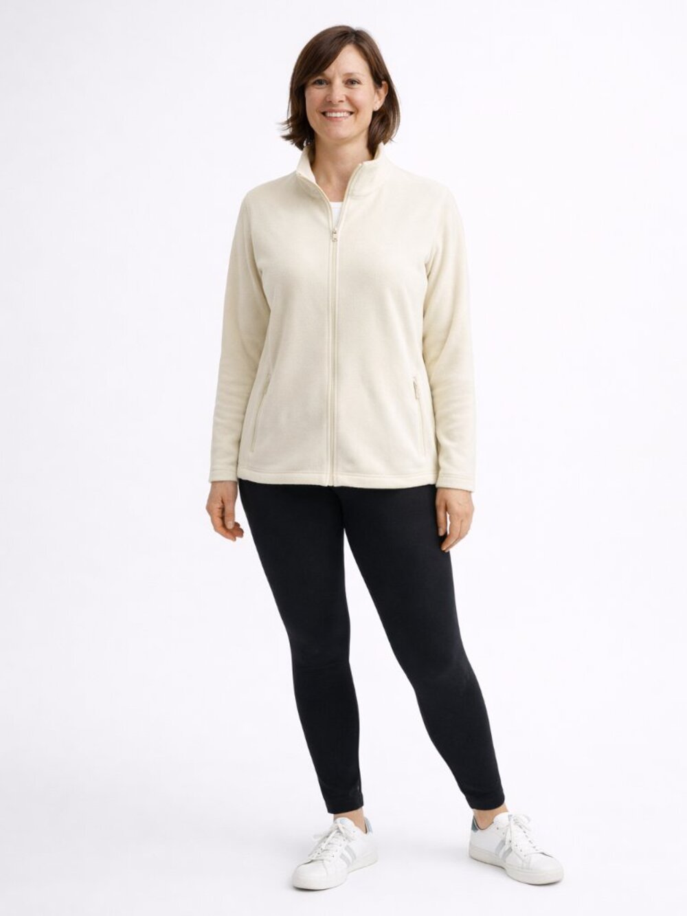LL Bean Lightweight Jacket Off White Full Zip Size L Spring Layer